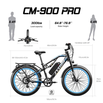 US EU STOCK 26 X 4.0 Fat Tire 1000w Ebike Hydraulic Disc Brake Zoom Super Wide Cysum M900 Test