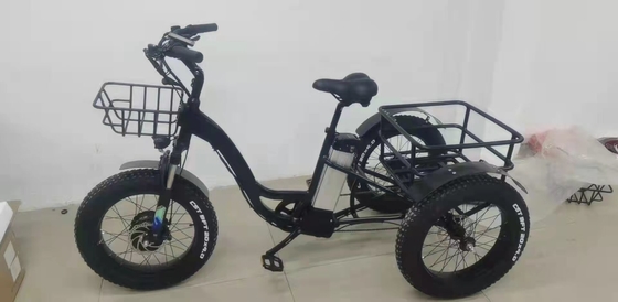 3 Wheel Tricycle Cargo Electric Bike Rear Engine Fat Tire Cargo Trike 500w 48v  20"