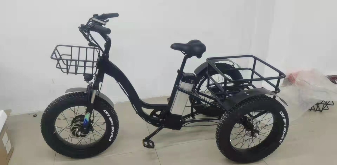 3 Wheel Tricycle Cargo Electric Bike Rear Engine Fat Tire Cargo Trike 500w 48v  20"