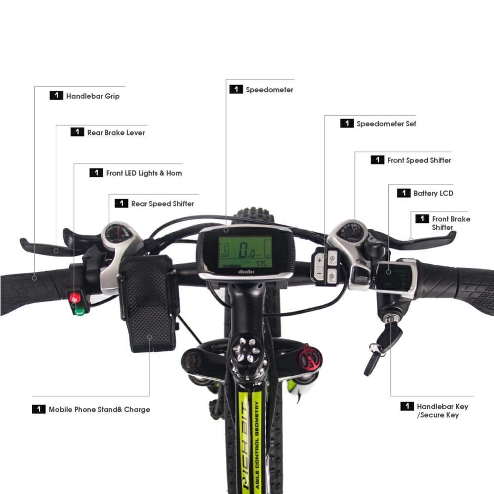 US EU STOCK Rich Bit 012 Fat Tyre Hybrid E Bike For All Terrain 1000w 48v 12.5ah 26 Inch