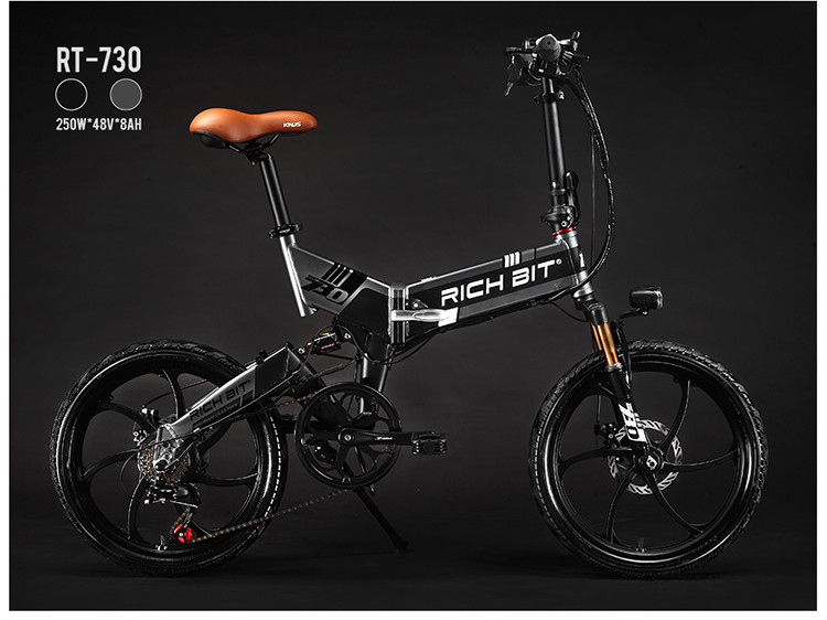 Fold Up Ebikes Built In Lithium Battery Full Suspension 48v 9.6Ah Richbit Top-730